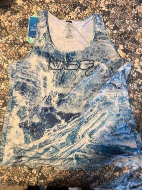 NWT - DSG Blue White Wave-Print Athletic Tank
